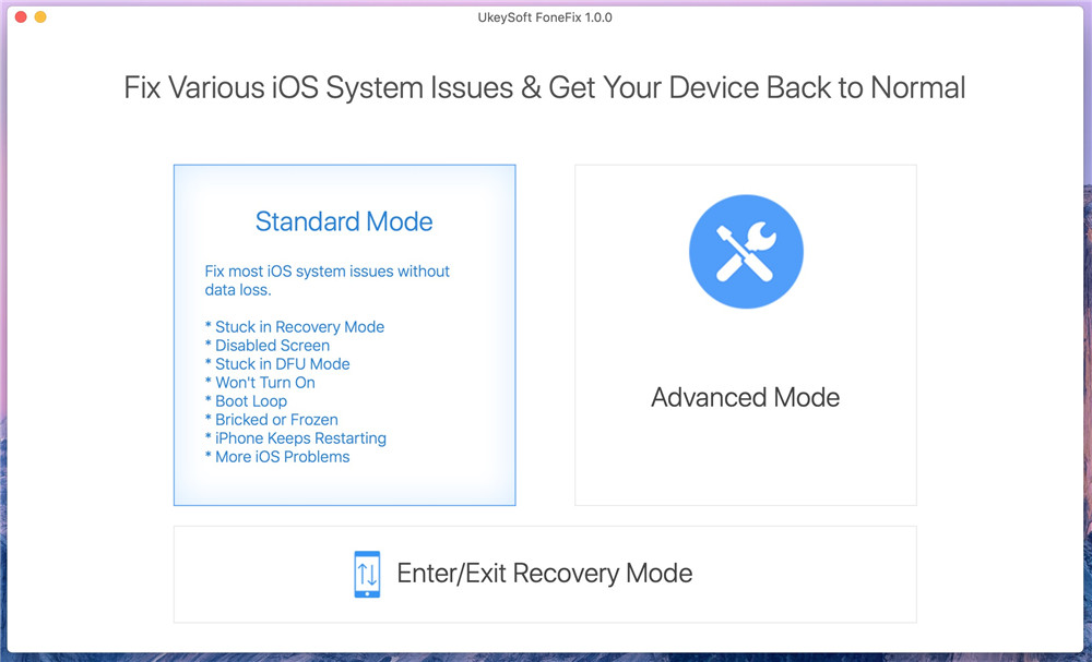 mac fonefix standard mode