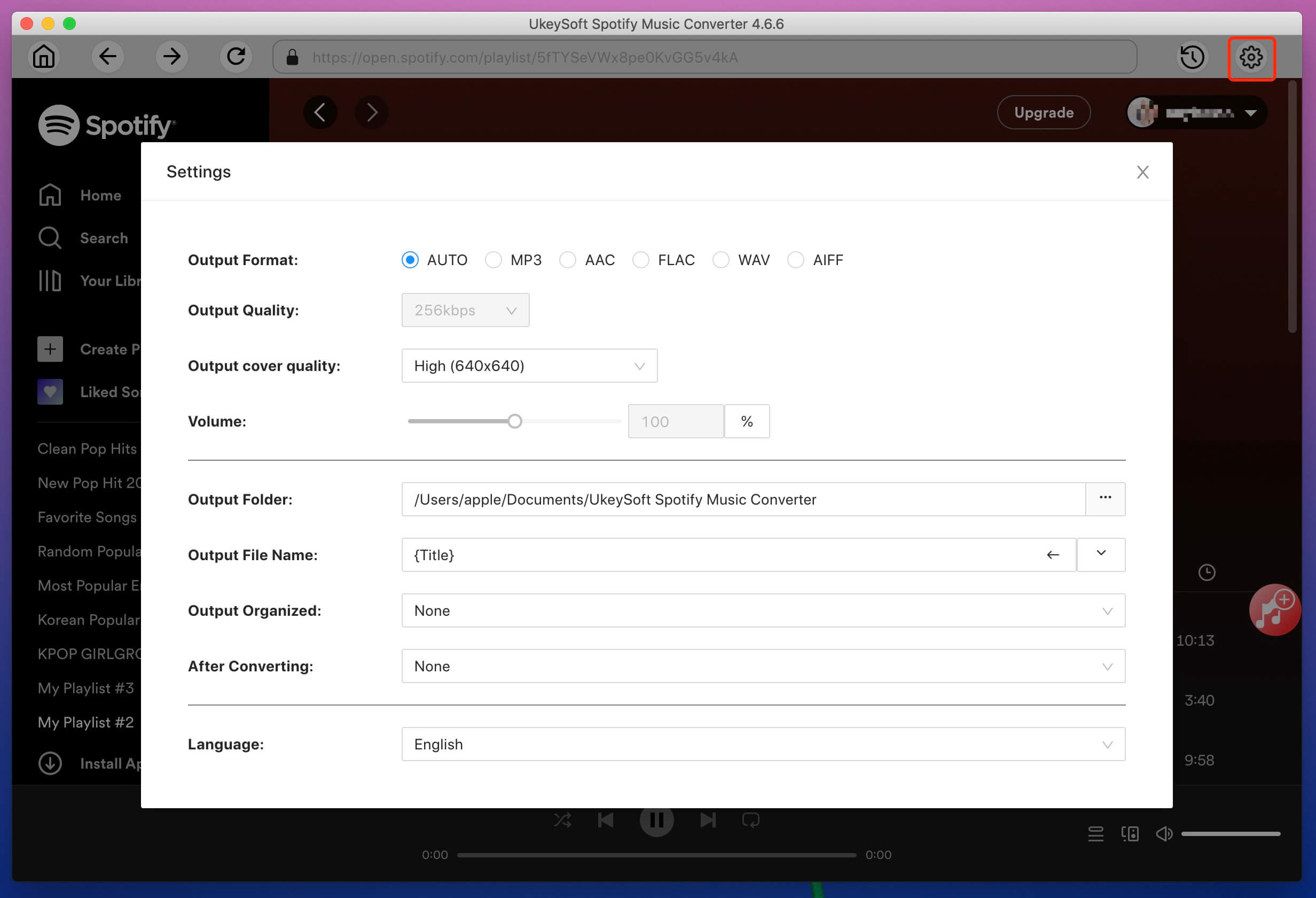 select mp3 as output format