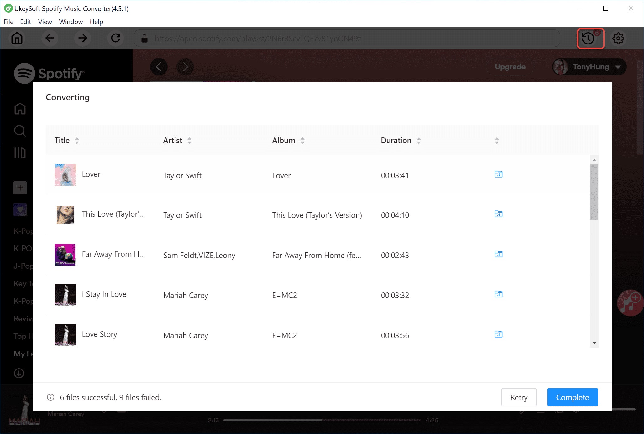 Spotify music download History