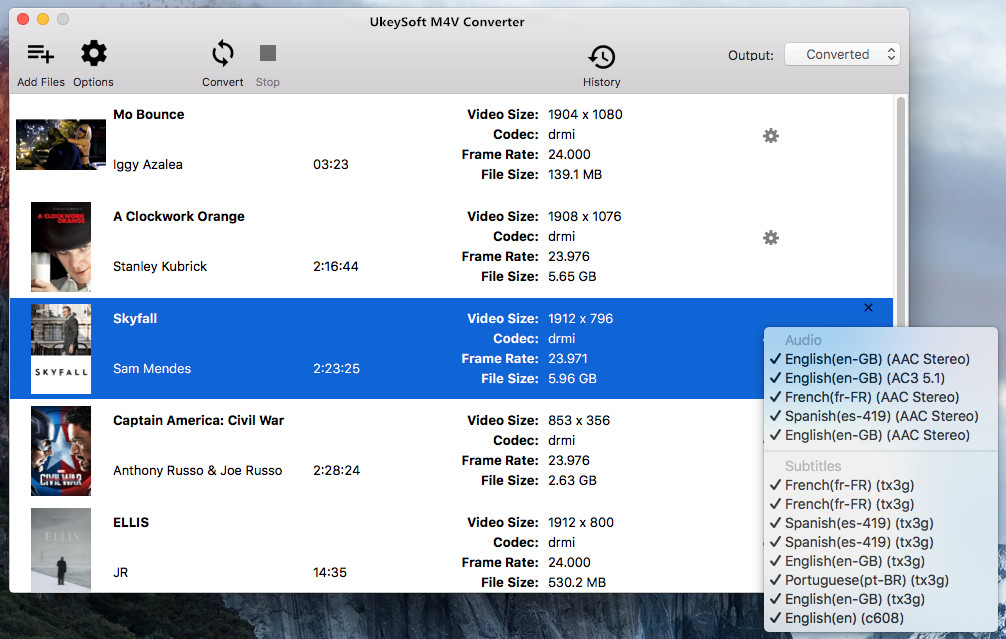 Select M4V Subtitles and Audio Tracks