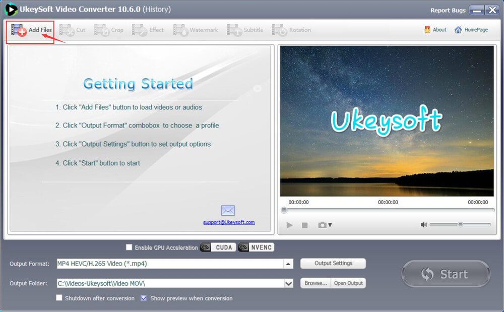 add MOV video to ukeysoft video converter